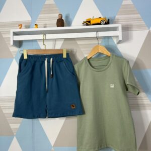 CONJUNTO SHORT MOLETOM INFANTIL E CAMISA MALHA MENEGOTT