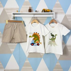 CONJUNTO SHORT LINHO LISO CAMISA ESTAMPADA